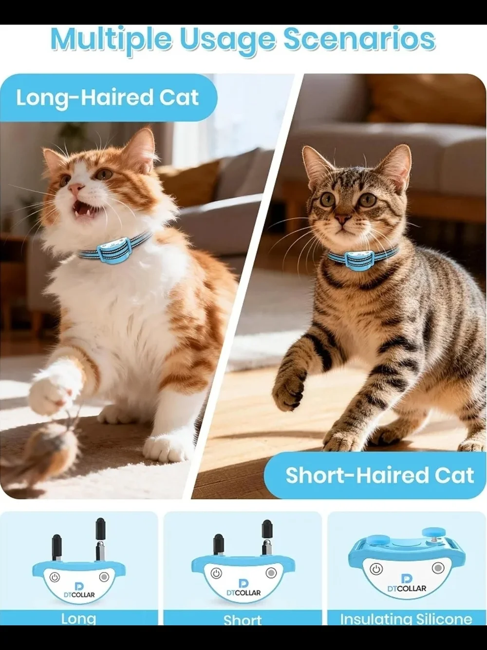 Mini Cat Training Collar with Remote, 3300ft Collar with Shock/Vibration/Beep